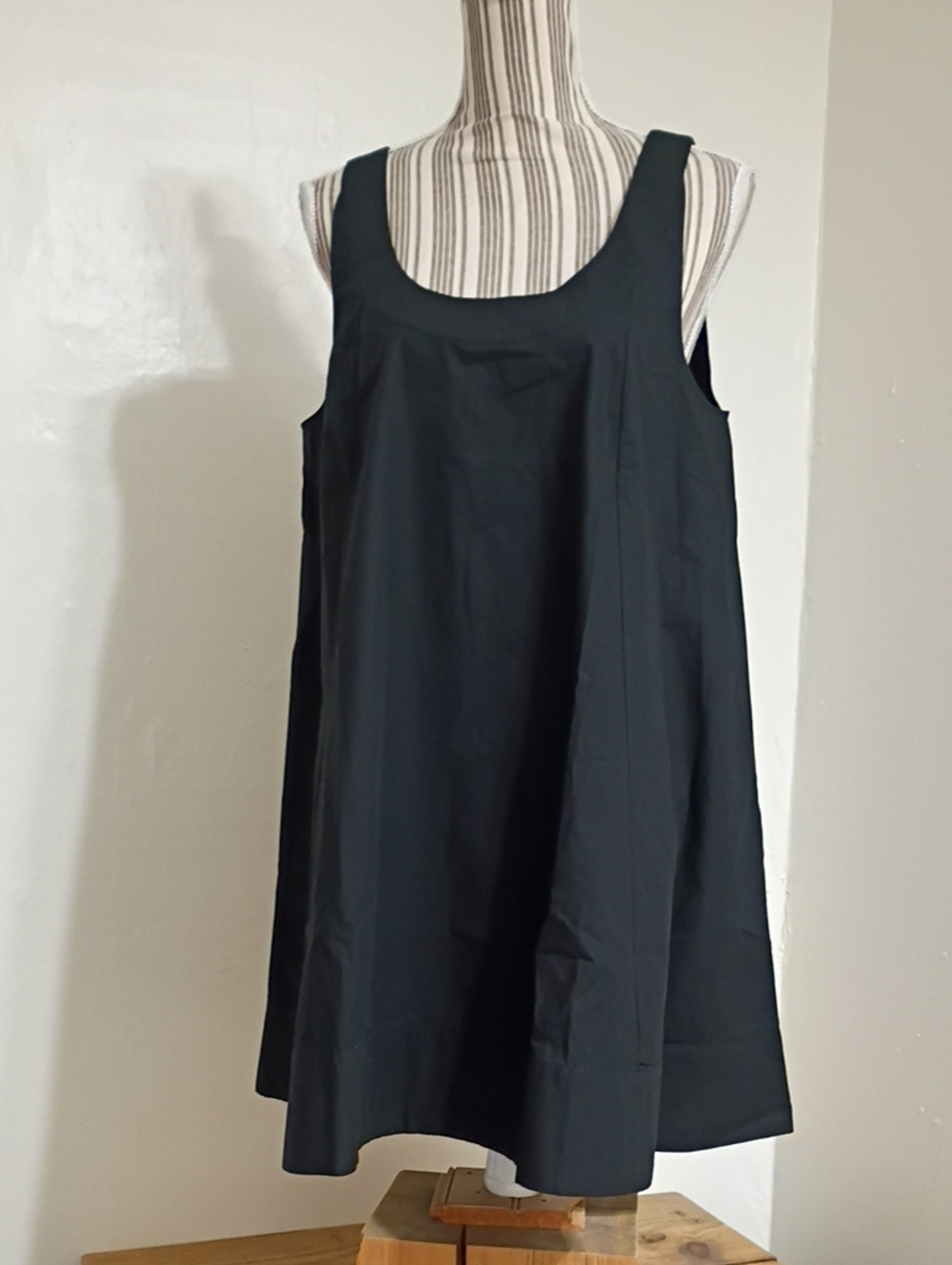 J Crew Black Patti Sleeveless A-line Shift Dress in Cotton Poplin Size L NWT